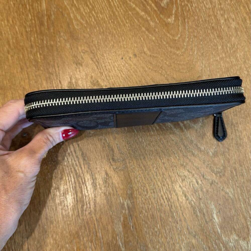Coach Zip Around Charcoal Wallet - Picture 9 of 9